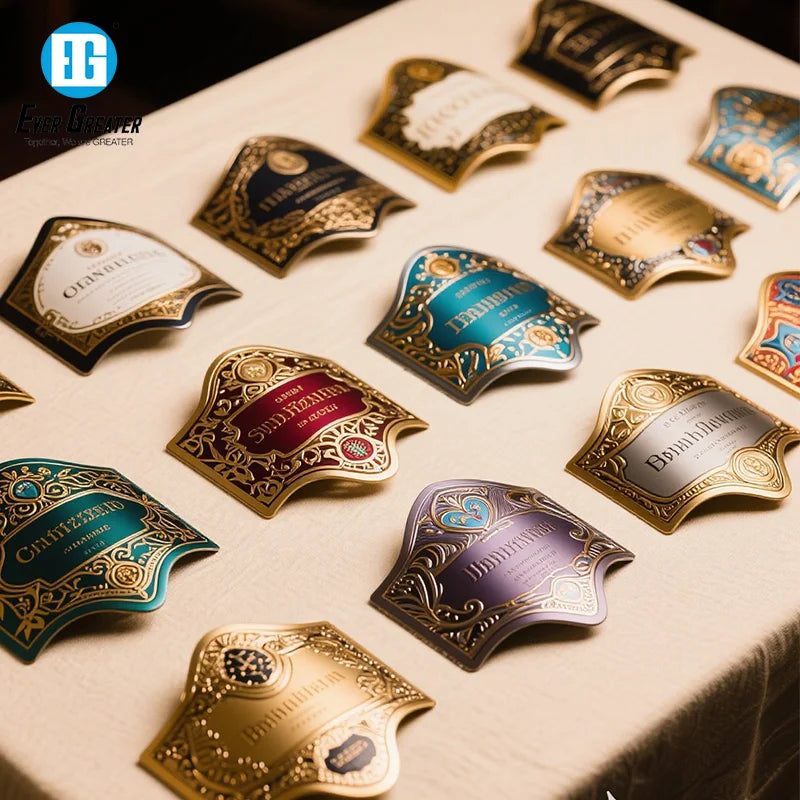 Custom Vinyl 3D Aluminium Metal Label Stickers Custom Logo for Perfume Beer Wine Beverages for Industrial Packaged Cartons