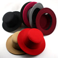 2023 Custom Women Vintage Plaid Wool Felt Flat Wide Brim Cheap Dropshipping Fedora Hat