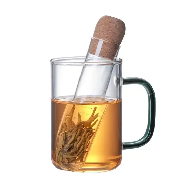Mini Transparent Glass Tea Infuser with Cork Strainer and Bottle Tube Set Kitchen Brewing Tools