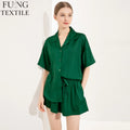 FUNG 6035 Womens Nightwear Women Silk Satin Pajamas Set Two-Piece Sleepwear Loungewear Button-Down Sets