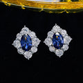 18K White Gold Plated 925 Sterling Silver Sapphire Diamond Earrings Zircon Classic for Wedding Engagement Classic Wedding Gift