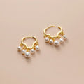 Romantic Geometric Gold Plated Tassel Synthetic Pearl Women's Elegant Party Jewelry 925 Sterling Silver Cloud Hoop Weddings