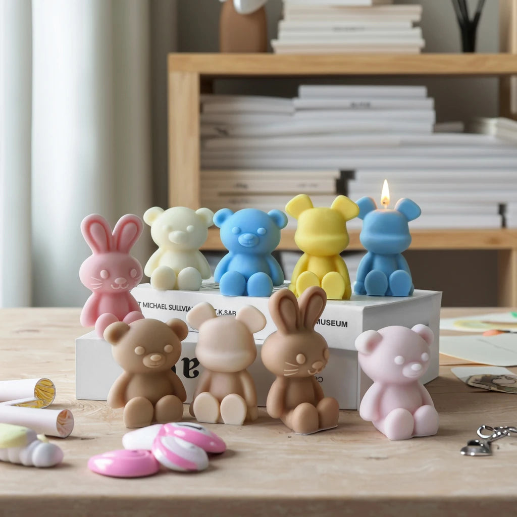 DIY Violent Bear Aromatherapy Candle Silicone Mold Cartoon Rabbit Drop Resin Diy Bear Baking Moulds