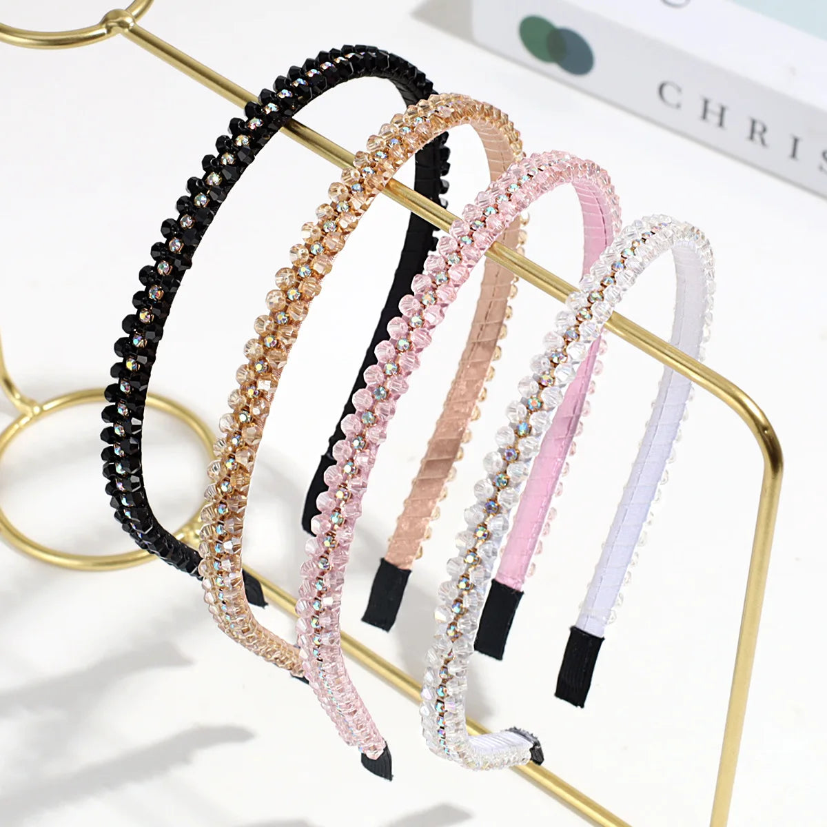 Wholesale Thin Rhinestone Hair Hoops Crystal Beads Headbands Glittery Hairbands for Women Ladies Hair Accessories