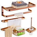 Rose Gold Color Brass Square Bathroom Accessories Towel Shelf Towel Holder Toilet Paper Holder Wall Mounted Bath Hardware Sets