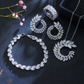 2022 4pcs Korean Leaf High Quality Zircon Necklace Luxury Marquise Bridal Wedding Jewelry Set for Women Lady Anniversary Gift