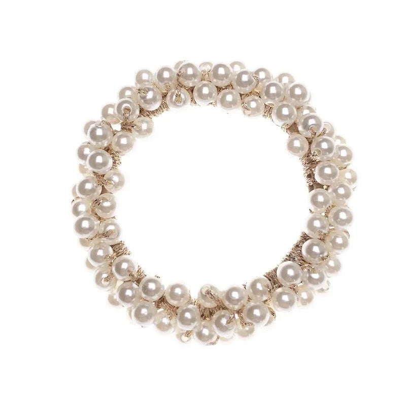 Fashion Women Girls PearL Bracelet Pearl Hair Scrunchies