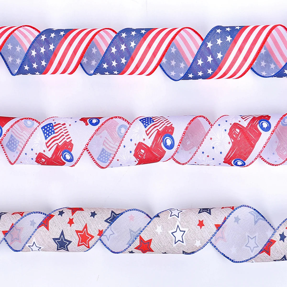 2025 New American Independence Day Decorative Ribbon Flag Bow Natural Burlap Ribbon Star Gift Wrapping Tape