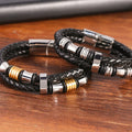 19cm 21cm Adjustable Luxury Braided Leather Bangle Premium Quality Genuine Leather Bracelet Stainless Steel Clasp Men Jewelry