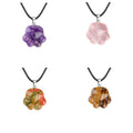 New Cute 28X30MM Crystal Cat Claw Shaped Gemstone Necklaces for Women Rose Quartz Amethyst Necklace Jewelry