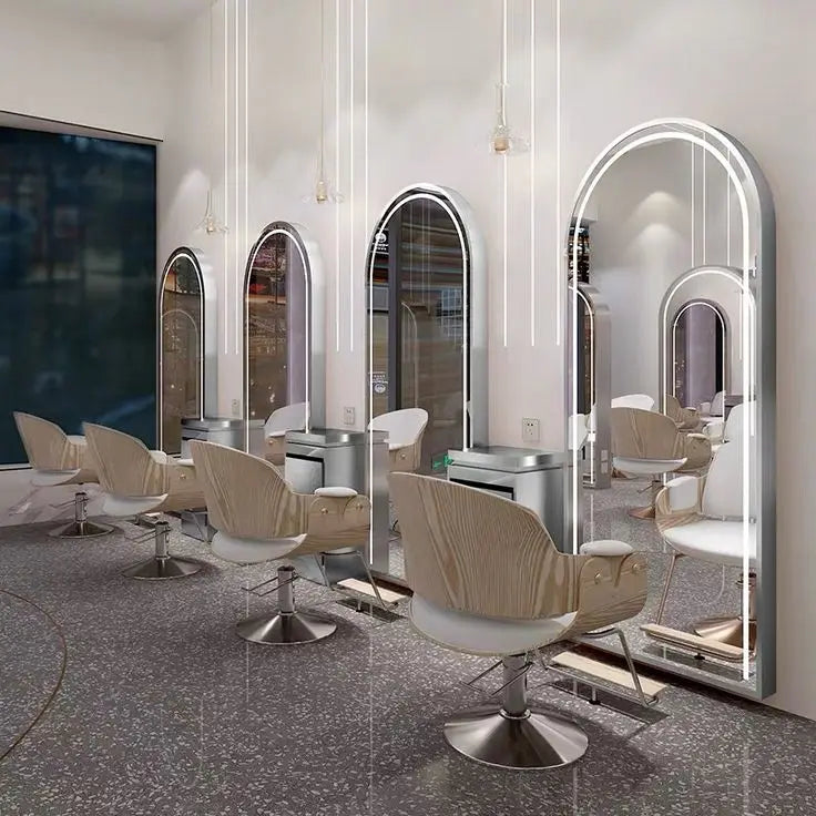 Wall Mount Barber Station Hairdresser Mirror Led Hair Station Salon Furniture