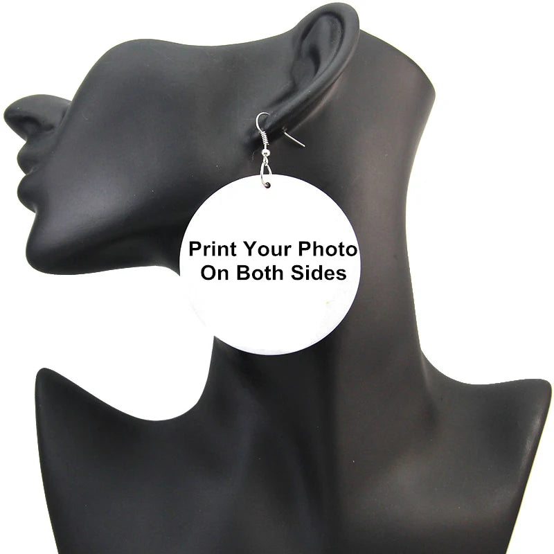 Personalized Afro Wood Drop Earrings 6cm African Black Art Black Girl Magic Custom Printed Jewelry for Black Women Gifts