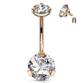 New Trend Internally Threaded Body Titanium Piercing Prong Set Cz Navel Ring G23 Piercing Titanium Zircon Belly Ring