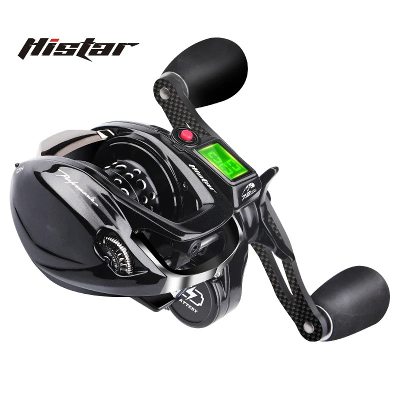 HISTAR 7.2:1 High Ratio 10kg Drag Power 9+1 BB Magnetic Braking Carbon Fiber Material LED Baitcasting Fishing Reel
