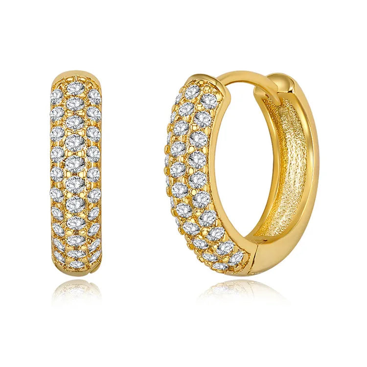 SP Luxury Chunky Geometric Minimalistic Custom 18K Gold Plated Earring Diamond Double Chunky Hoop Earring