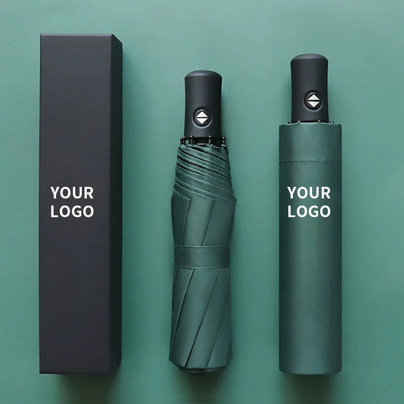 Wholesale Luxury Promotional 3 Folding Automatic Umbrella for Rain Windproof Custom Umbrella with Logo Prints Gift UV Protection