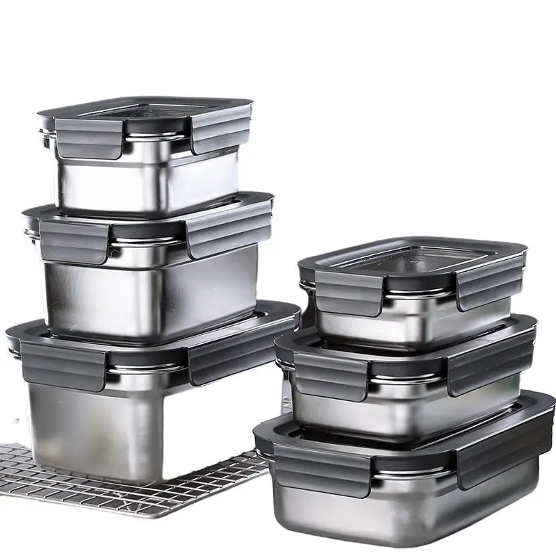 Modern Insulated 304 Stainless Steel Eco-Friendly Rectangular Food Storage Container Folding 1100ml Easy Clean for Preservation