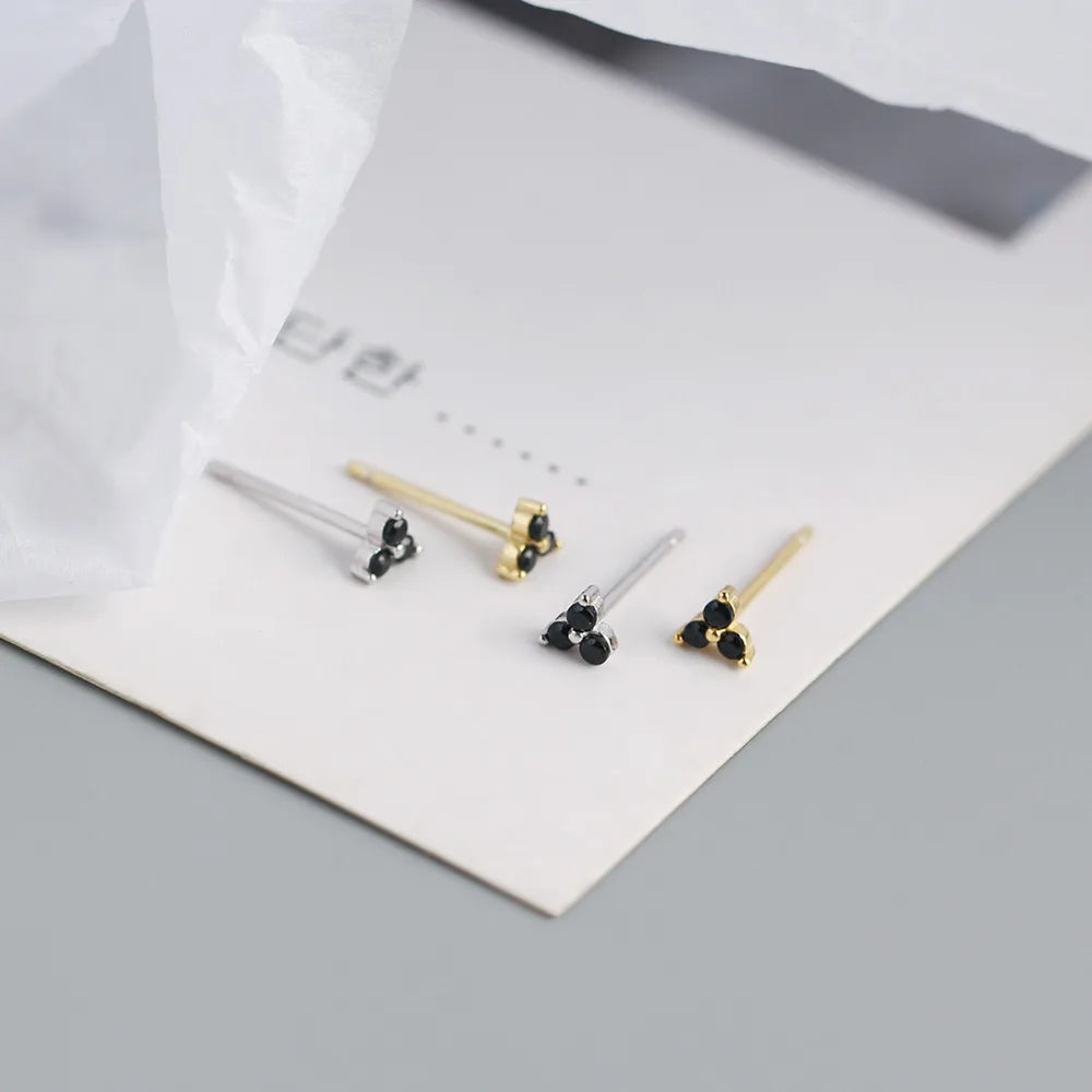 Everyday Luxe Mini Studs 4mm Dainty Triangle CZ Earrings 925 Sterling Silver Minimalist Jewelry Delicate & Hypoallergenic