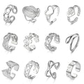 Trendy Stainless Steel Rings for Women Flower Heart Adjustable Finger Ring Fashion Party Jewelry Geometric Aesthetic Open Ring