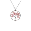 Hongzhuo Hot Sale 7 Chakra Strawberry Quartz Tree of Life Natural Tumbled Gemstone Wire Wrapped Pendant Necklace Jewelry Jewelry
