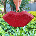 New Arrival Fashion Bling Rhinestone Clutch Bag Handbag Women Silver Lip Shape Purse Bag