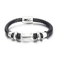 Wholesale Luxury Jewelry Stainless Steel Magnetic Clasps Braided Black Leather Bracelet Men