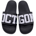 Factory Wholesale Men's Summer Slides Sandal Quick-Drying Striped Big Logo Raised Slide with Anti-Slip Feature for Winter