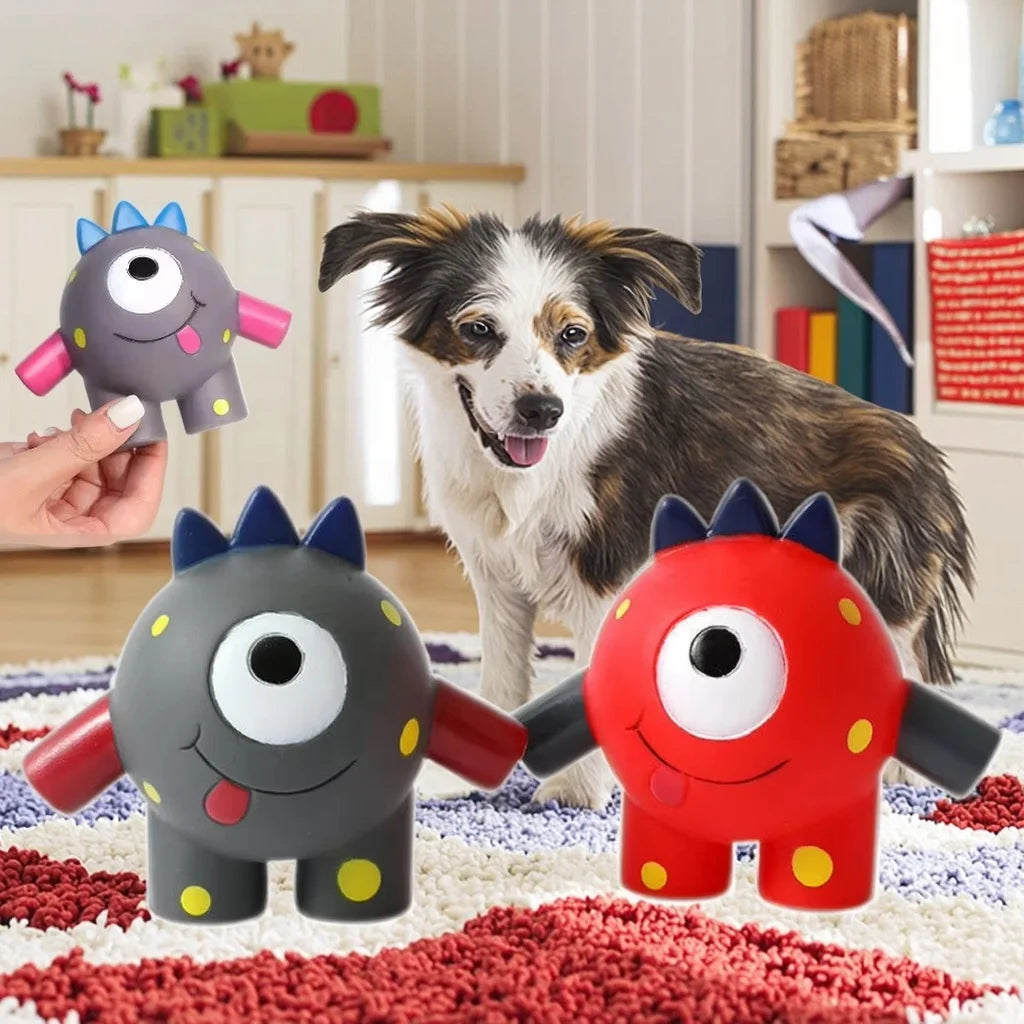 Cute Alien Cartoon Dog Squeaky Toy Funny Pet Playing Vinyl PVC Dental Chew Interactive Sound Toys for Small Animals Packaged Bag