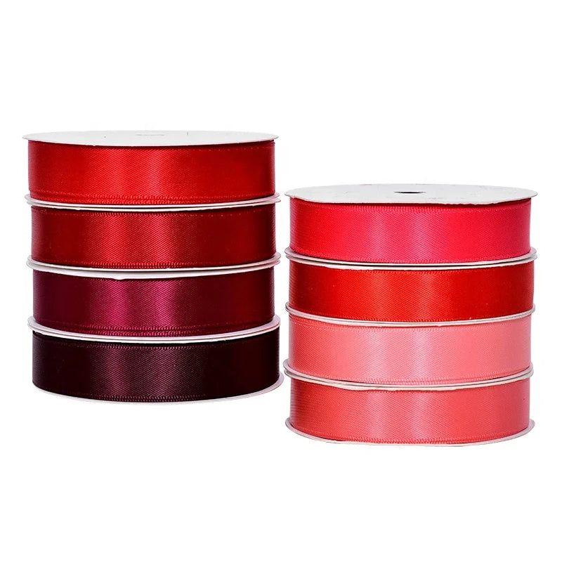Ribbon Factory Price 196 Colors Double Faces Thin Red Shiny Satin Ribbon Roll for Gift Packaging