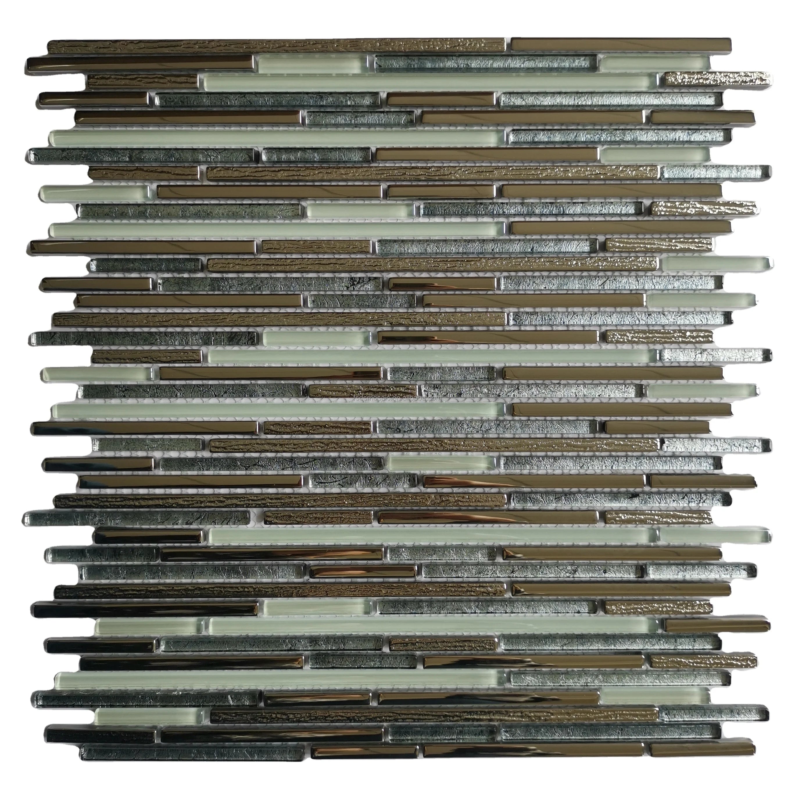 Strip Glass Silver Mirror Mosaics Kit Kat Waterproof Wall Kitchen Backsplash Tile Sticker
