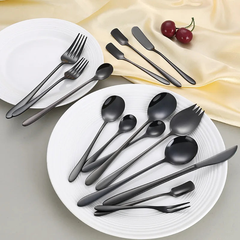 304 Stainless Steel Knife Fork Spoon Cutlery 15 Pcs Set Hotel Steak Knife Fork Dessert Spoon Ice Spoon Flatware Set