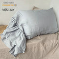 High Quality 100% Linen Queen Size Princess Ruffle Style Pillowcase Flounce Envelope Cover Home Hotel Woven Technique Box