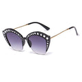 Bling Women Luxury Stylish Candy Color UV400 Gradient PC Transparent Rhinestone Cat Eye Sunglasses