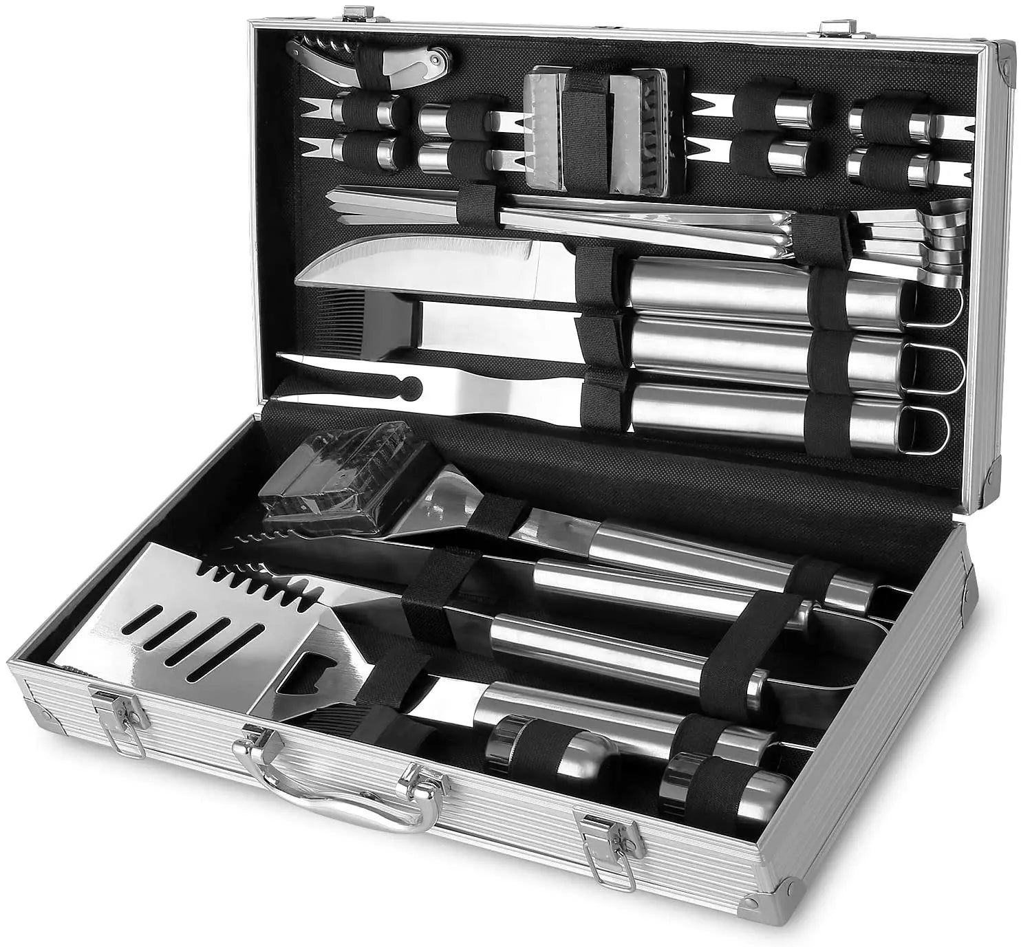 Premium Quality Portable Easy Clean Private Label 25 PCS Outdoor Kitchen Utensils BBQ Accessories Set Grill Tool