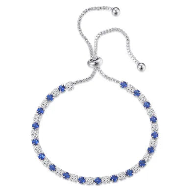 Fashion Luxury Female Jewelry 3mm Blue and Clear Round Zircon Diamond Mixed Charm Tennis Bracelet H039-M