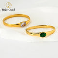 INS Fashion New Stainless Steel Bracelet 18K Gold Plated Emerald Zircon Buckle Bangle Bracelet