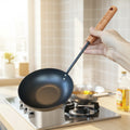 Iron Sauce Pan With Long Handle Uncoated Non Rusting Oil Sauce Pan Flat Bottom for Gas Stove and Induction Cooker