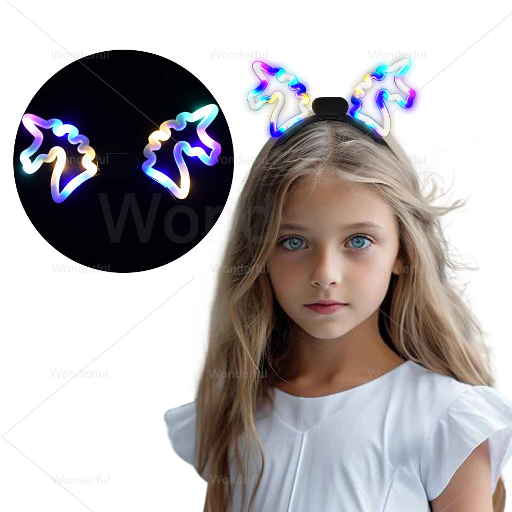 Top Selling Party Supplies Toy LED Unicorn Headbands With 3 Lighting up Modes for Kids and Adults