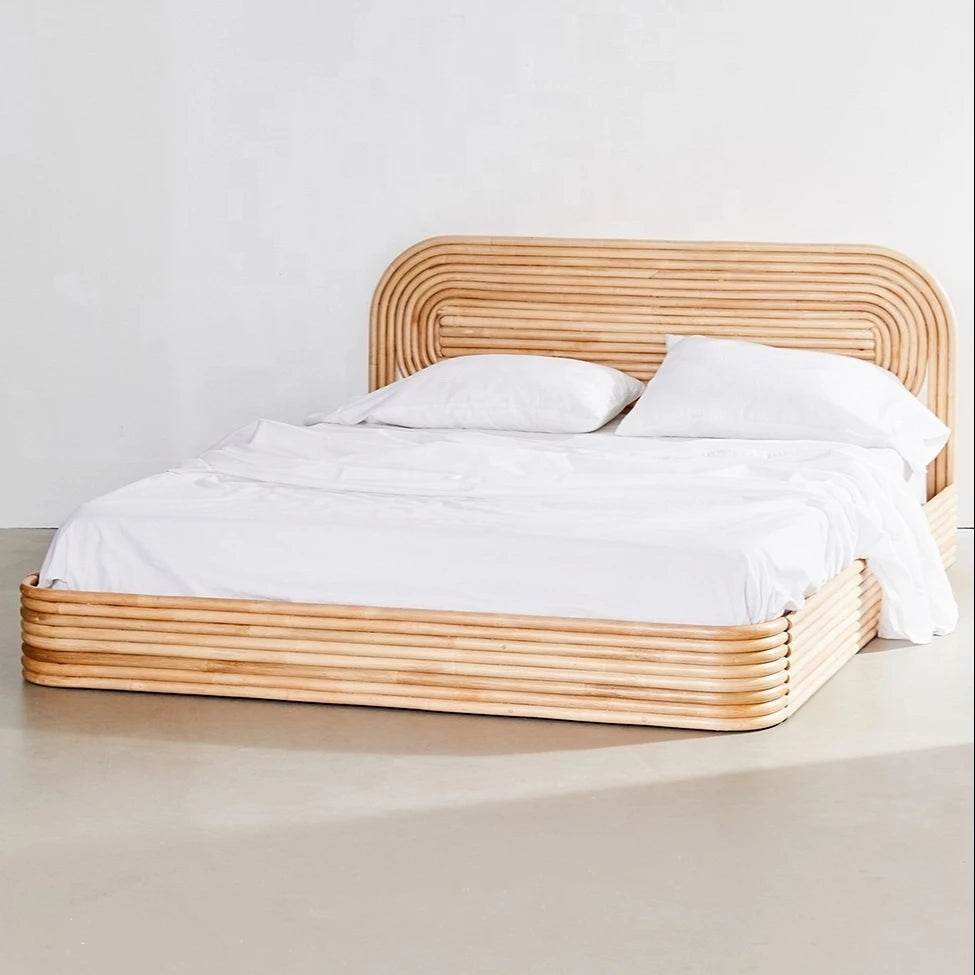 Hotel Bedroom Comfortable Natural Wicker Rattan Bed