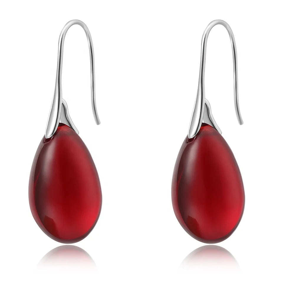 High-Quality Netflix With the Same Ear Hooks Red Drop Earrings Red Agate Necklace Jewelry Set Customized