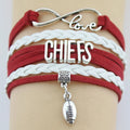 Kansas City Chiefs Football Leather Bracelet infinity Bracelet