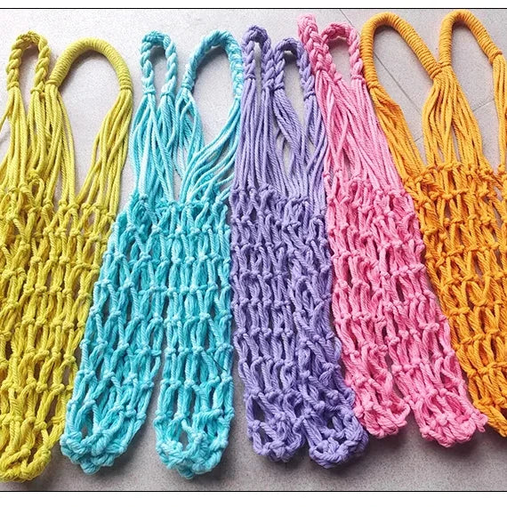 Custom Multi-Color Cotton Rope Cup Net Bag Woven Water Cup Net Bag Preparation for Cup Covers