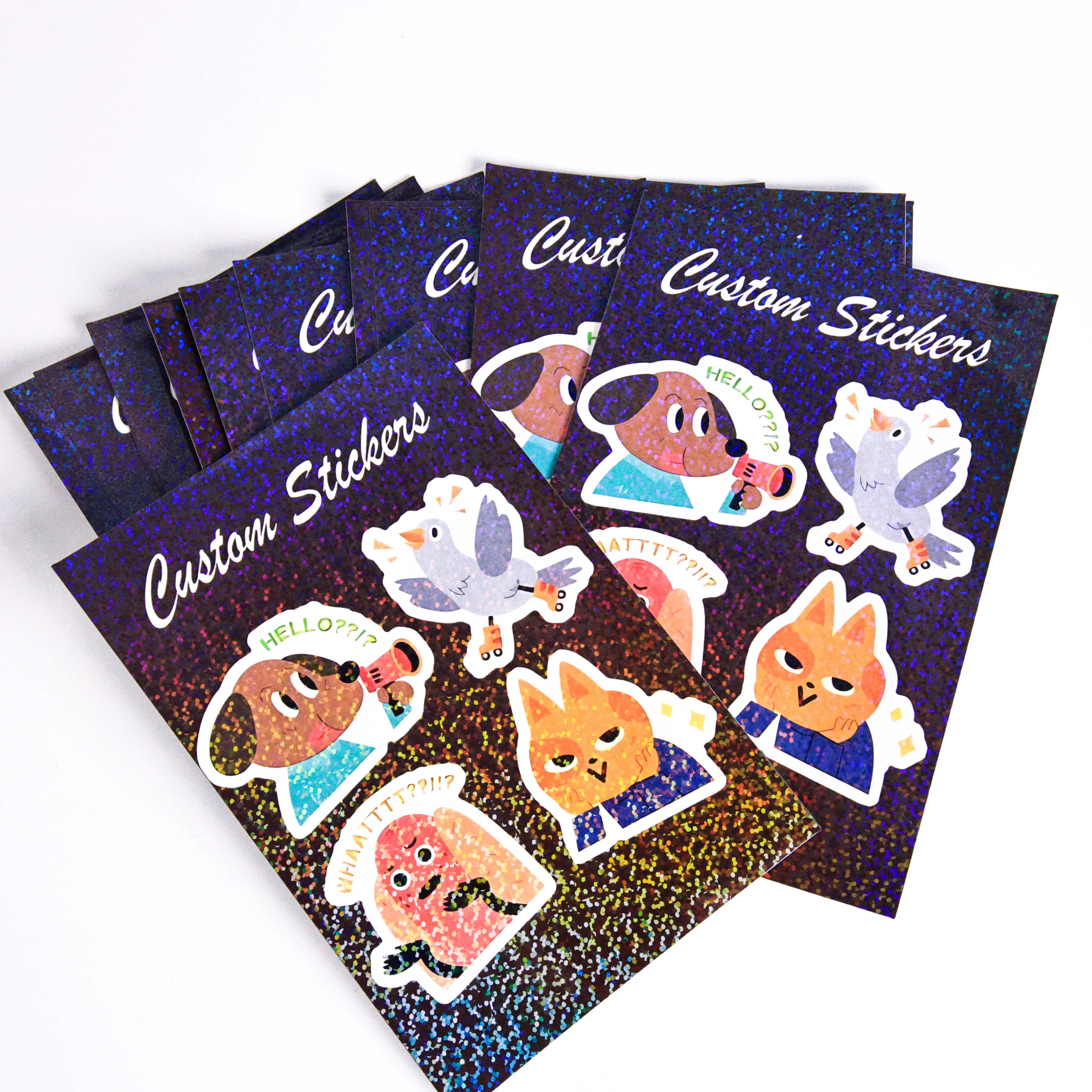 Anime Holographic Vinyl Die Cut Sticker Custom Pvc Waterproof Self Adhesive Printing Label Custom Logo