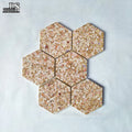 Modern Hexagon Orange Terrazzo Mother of Pearl Shell Mosaic Tiles Honeycomb for Hotel Background Wall Decor Graphic Design
