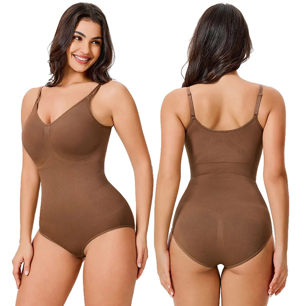 Femme Tummy Control Seamless V-Neck Slimming Butt Lifter Body Shaper Shapewear for Womens Bodysuit