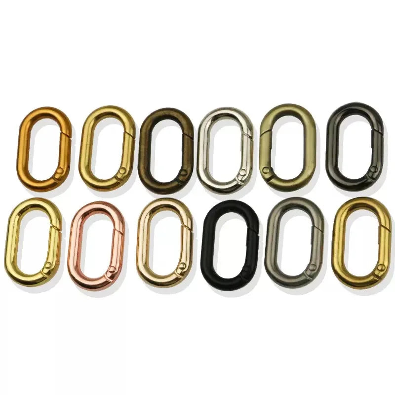 Stock  Supply 25 X 4.8mm 1.0inch 11 Colors Zinc Alloy Oval Shaped Metal Bag Carabiner