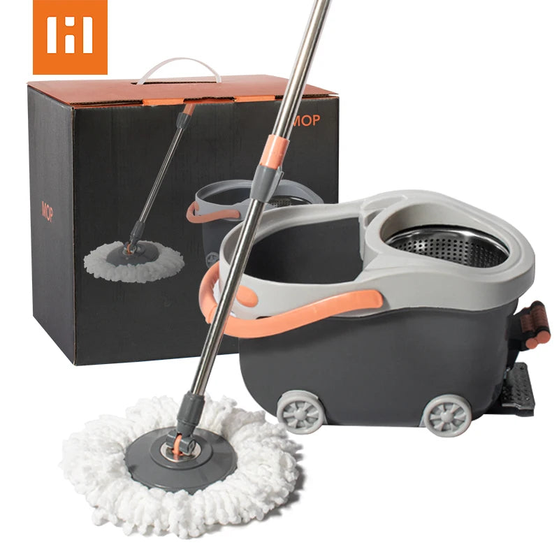 HOLAMOPA Ready Stock Creative Sports Car Design 360 Magic Spin Mop With Foot Pedal Stainless Steel Basket for Floor Cleaning