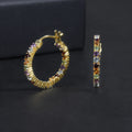 RZ0012 Abiding Jewelry Custom Inside Outside Hoops 2mm Round Mix Gems 925 Sterling Silver 18K Gold Plated Earrings Hoops
