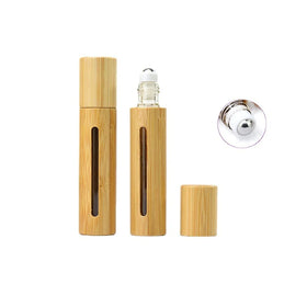 Bamboo Wooden Essential Oil Roller Bottle Tube Container Rolling Bead Empty Bottles 3ml 5ml 10ml 15ml
