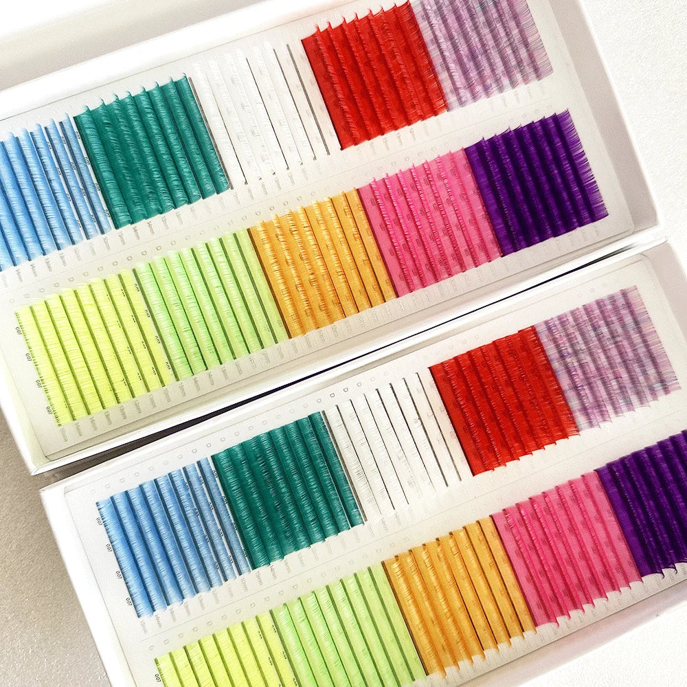 Private Label Colored 0.03 0.05 Volume Cashmere Eyelash Extensions Neon Color Lash Extensions Supplies Colorful Lash Trays